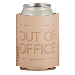 Leather Can Coozie OUT OF OFFICE